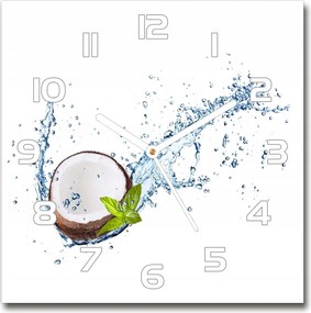 Négyzet alakú csendes üveg falióra Kókusz és víz 30x30