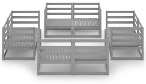 8 részes szürke tömör fenyőfa kerti ülőgarnitúra