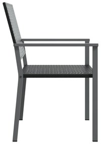 4 db fekete polyrattan kerti szék párnával 54x62,5x89 cm