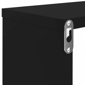 4 db magasfényű fekete forgácslap fali kockapolc 80x15x26,5 cm