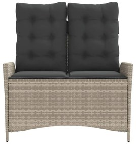 világosszürke polyrattan dönthető kerti pad párnával