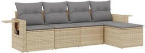 vidaXL 5 részes bézs polyrattan kerti ülőgarnitúra párnákkal