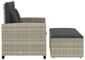 2 személyes világosszürke polyrattan kerti kanapé párnával