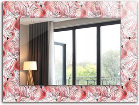 Fürdőszoba tükör hálószoba nappali nyomott mintával XXL 80x60 cm Rózsaszín flamingók