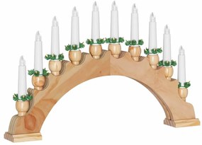 Karácsonyi gyertyatartó ív 10 LED gyertyával Barna