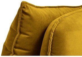 Lento sárga bársony kanapé fekete lábakkal, 198 cm - Kooko Home