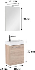 Fantastic fürdőszoba bútor Melanie tükörrel, sonoma tölgy színben