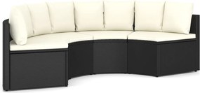 vidaXL 4 részes fekete polyrattan kerti kanapészett párnákkal