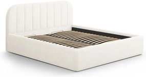 Elefántcsont színű kárpitozott ágyneműtartós franciaágy ágyráccsal 180x200 cm Juno – Windsor &amp; Co Sofas