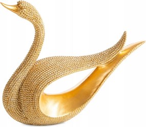 Poliészter műgyanta figura Hattyú 18 x 6 x 15 cm arany