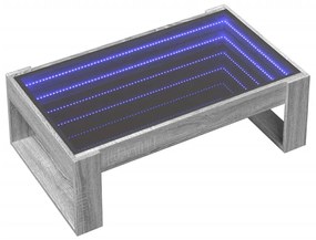 Szürke sonoma végtelen hatású LED-es dohányzóasztal 90x53x30 cm