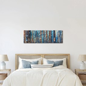 Kép - téli erdő (órával) (90x30 cm)