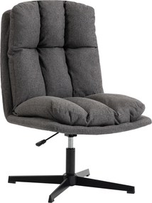 HOMCOM forgatható, magasságban állítható lounge fotel széles ülőfelülettel — párnázott lenhatású díszfotel fém lábakkal, kar nélküli olvasófotel, söté