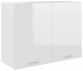 Magasfényű fehér forgácslap függő szekrény 80 x 31 x 60 cm
