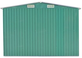 zöld fém kerti fészer 257 x 392 x 181 cm