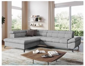 Szürke, balos, L-alakú MARANO sarokkanapé ággyá nyitható