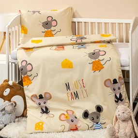 4Home gyermek pamut ágynemű kiságyba Little mouse, 100 x 135 cm, 40 x 60 cm