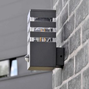 Kültéri fali lámpa TEKSAS szenzorral 1xE27/12W/230V IP44 antracit