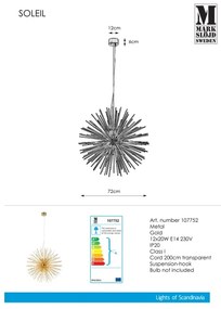 Markslöjd 107752 - Csillár zsinóron SOLEIL 12xE14/20W/260V Rózsaarany