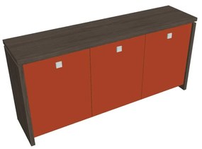 Verno alacsony szekrény 188 x 46 x 90 cm, üvegajtó, antracit tölgy / narancs