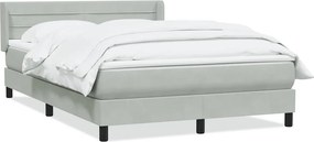 vidaXL világosszürke bársony rugós ágy matraccal 160x210 cm