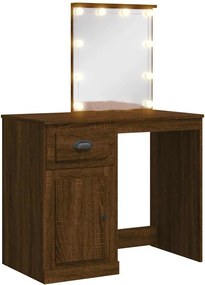 vidaXL világosbarna tölgy fésülködőasztal LED-lámpákkal 90x42x132,5 cm