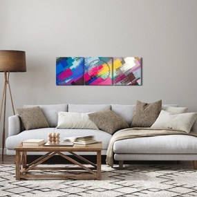 Kép - Színes ecsetvonások (órával) (90x30 cm)