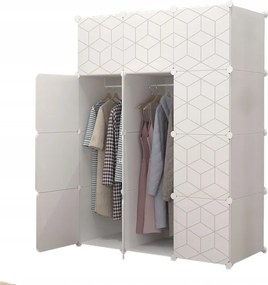 Moduláris Szekrény Geometric Fehér Gardróbszekrény Polcok Ruhatartó Rúd XXL