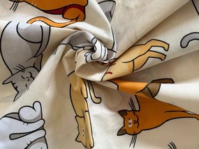 Poliészterpamut ágyneműhuzat COLORED CATS POLY krémszínű Ágyneműhuzat mérete: 70 x 90 cm | 140 x 220 cm