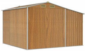 világosbarna horganyzott acél kerti fészer 277 x 279 x 179 cm
