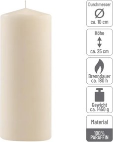 Paraffin gyertya 25 cm 30 óra égési idő 6 db krém szín