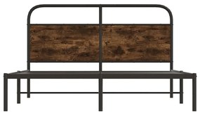 ágykeret matrac nélkül 160x200 cm füstölt tölgy fűrészelt fa