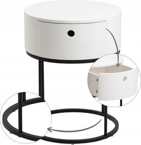 Fehér Éjjeliszekrény Fiókkal kerek éjjeli asztal modern hálószobába