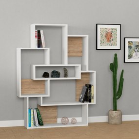 könyvespolc Barce - White, Oak