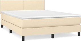 vidaXL krémszínű szövet rugós ágy matraccal 140 x 190 cm