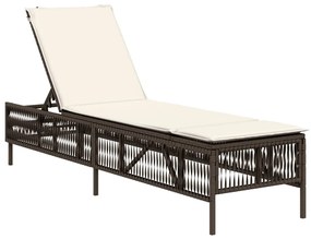 Barna polyrattan napozóágy párnával