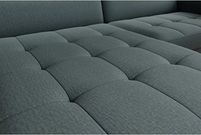 Szürkészöld bársony kinyitható-tárolóhelyes sarokkanapé (bal oldali-heverő résszel) Gomsi – ELTAP