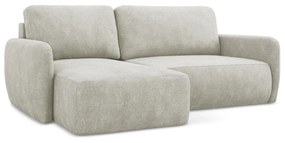 Krémszínű zsenília kinyitható-tárolóhelyes sarokkanapé (bal oldali-heverő résszel) Lilo – Makamii