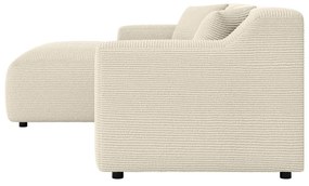 Bézs-krémszínű kordbársony sarokkanapé (bal oldali-heverő résszel) Martin – Ropez