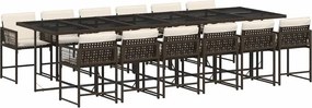 vidaXL 13 részes barna polyrattan kerti ülőgarnitúra párnákkal