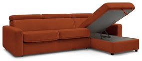 Téglavörös kinyitható sarokkanapé (variálható) Monaco – Bobochic Paris
