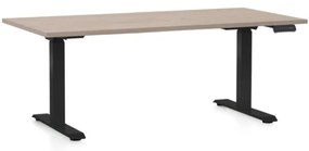 Állítható magasságú asztal OfficeTech D, 160 x 80 cm, fekete alap, tölgy