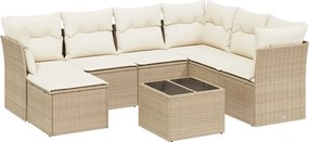 vidaXL 8 részes bézs polyrattan kerti ülőgarnitúra párnával