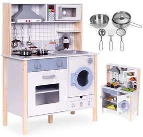 Fából készült valósághű gyermekkonyha LED fénnyel, hangokkal és kiegészítőkkel
