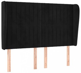 fekete bársony fejtámla szárnyakkal 147 x 23 x 118/128 cm