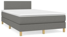 sötétszürke szövet rugós és LED-es ágy matraccal 120x190 cm