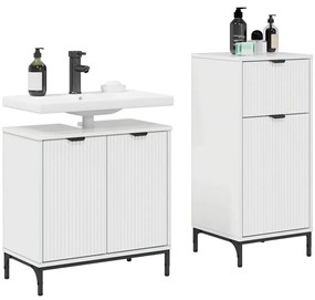 Fürdőszoba bútor szett 2 pcs Magasfényű fehér 39.5 x 36 x 88 cm
