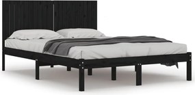 vidaXL fekete tömör fenyőfa ágykeret 200 x 200 cm