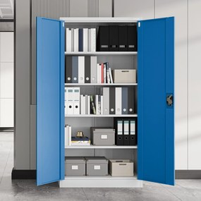 Fém iratszekrény JAN, 900 x 1850 x 400 mm, szürke-kék