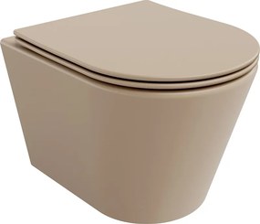 Mexen Rico perem nélküli WC-csésze lassan záródó slim duroplaszt üléssel, matt cappuccino - 30724064
